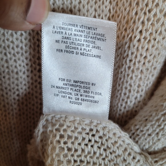 Sparrow Womens Linen Open Knit Pullover Sweater Size Medium Beige Beachy Boho - Picture 4 of 8